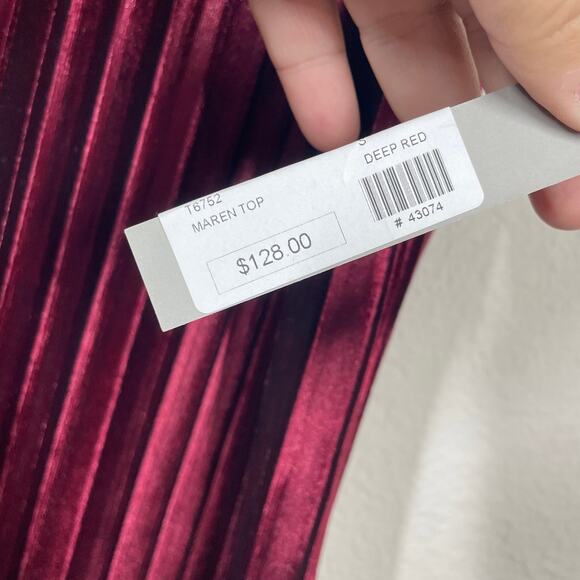 Tart Collection Size Small Maren Cami Pleated Accordion Top Deep Red Sleeveless - Picture 7 of 8